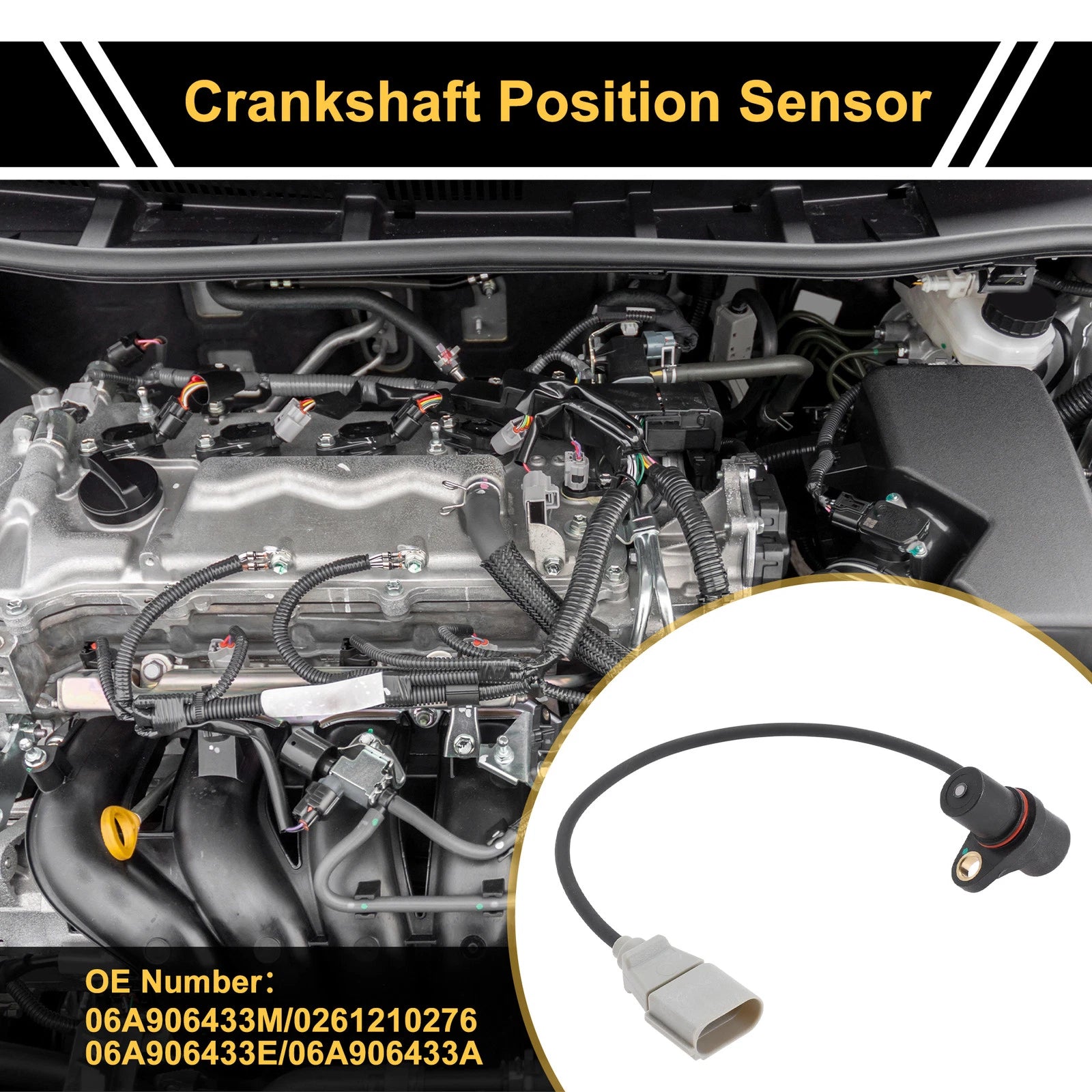 1 Pc Crankshaft Position Sensor No.06A906433M for Audi A4 B7 (2005–2008)