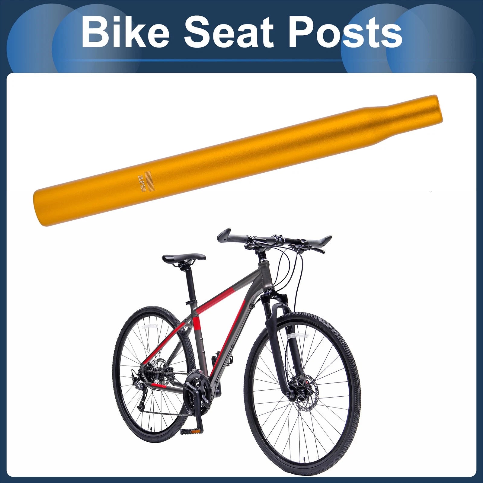 Seat Post Set 28.6x300mm Lightweight Replacement for Gold Tone Bike (1)