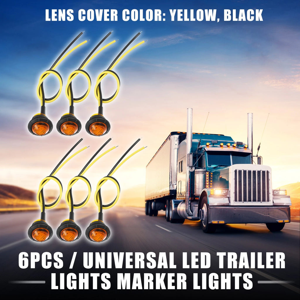 Universal LED Trailer Marker Lights 12V Waterproof Yellow 6 Pack