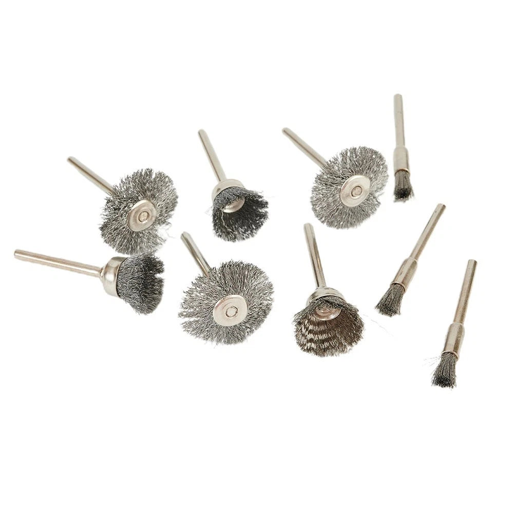 9pcs Rotary Steel Wire Brush Set for Rust Removal
