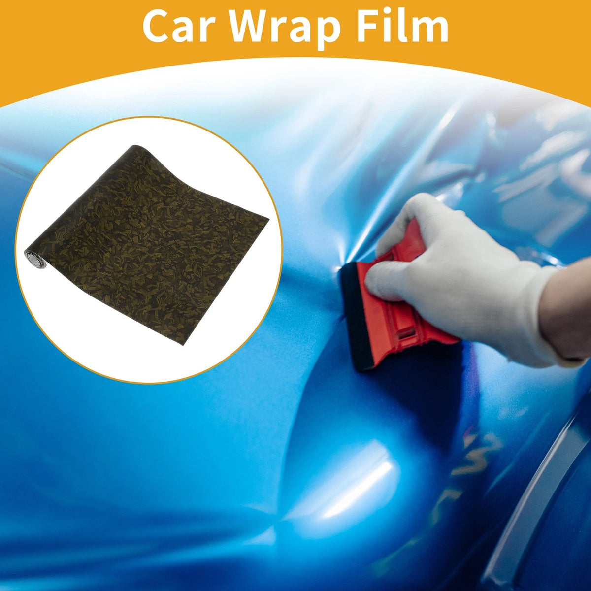 Car Wrap Film for Universal Use (118.1ft x 11.8ft) - Yellow Carbon Matte