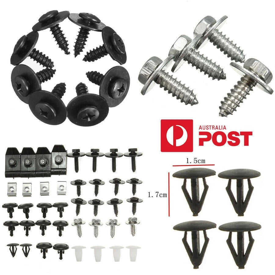 40 Pcs Car Bumper Body Panel Trim Retainer Clips Screws for