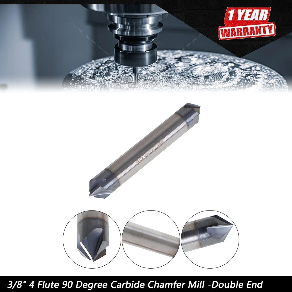 3/8" 4 Flute Carbide Chamfer Mill for Universal Use (Tialn Coated)