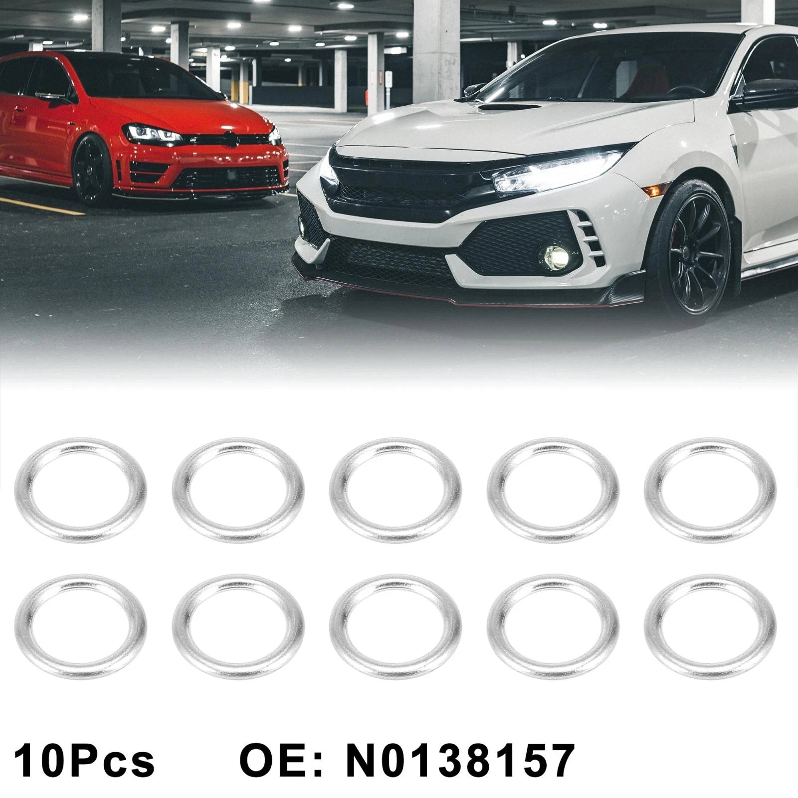 Oil Drain Plug Gasket Set 10pc for Volkswagen Audi (OEM Replacement) (—)