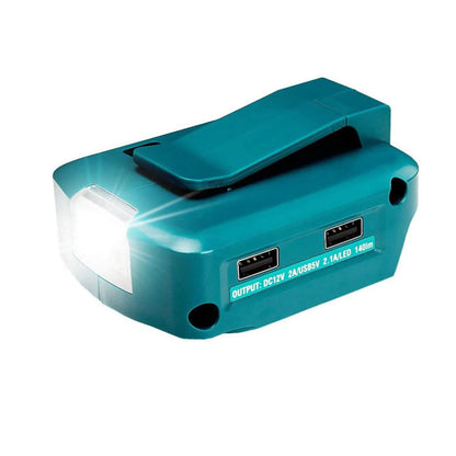 2X USB Power Source Battery Adapter for Makita 14.4V-18V Li-ion Battery with LED