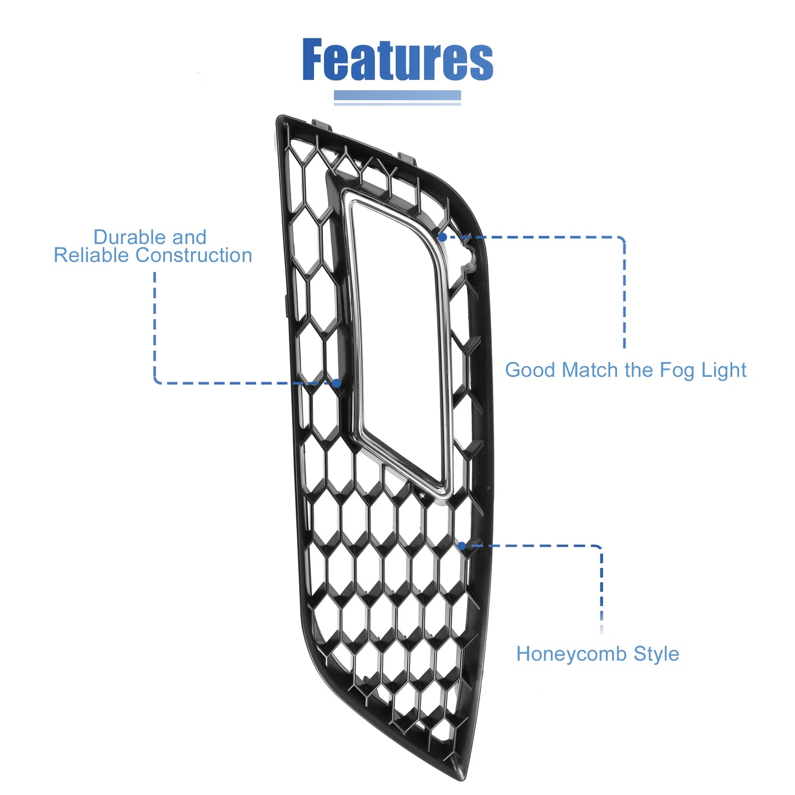 Pair Front Bumper Fog Light Mesh Grille Cover for Audi A4 B8.5 (2013–2016) Chrome