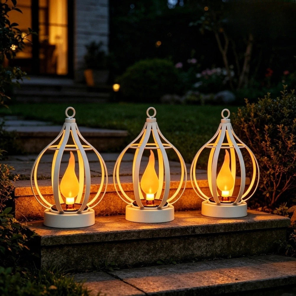 Solar Hanging Lantern with Flickering Flame 12.5x12.5x18cm