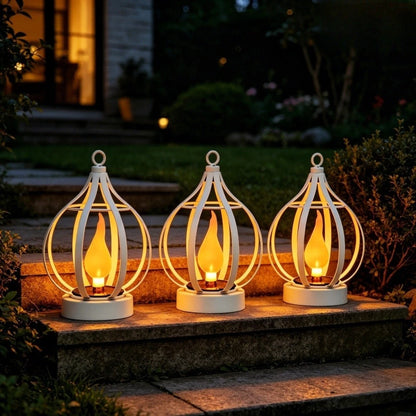 Solar Hanging Lantern with Flickering Flame 12.5x12.5x18cm