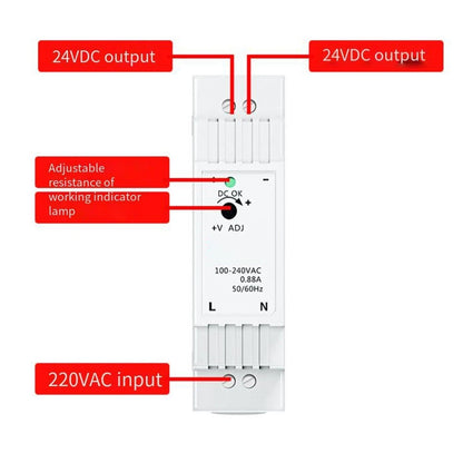 24V DIN Rail Power Supply for Plastic Machinery (Self Cooling, ABS Housing)