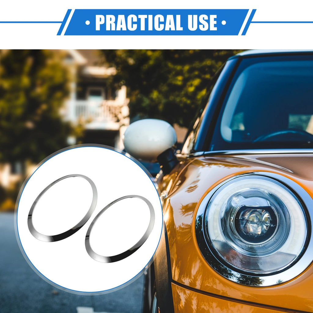Front Side Headlight Trim Ring Pair for BMW Mini F55 (2014–2021) Silver