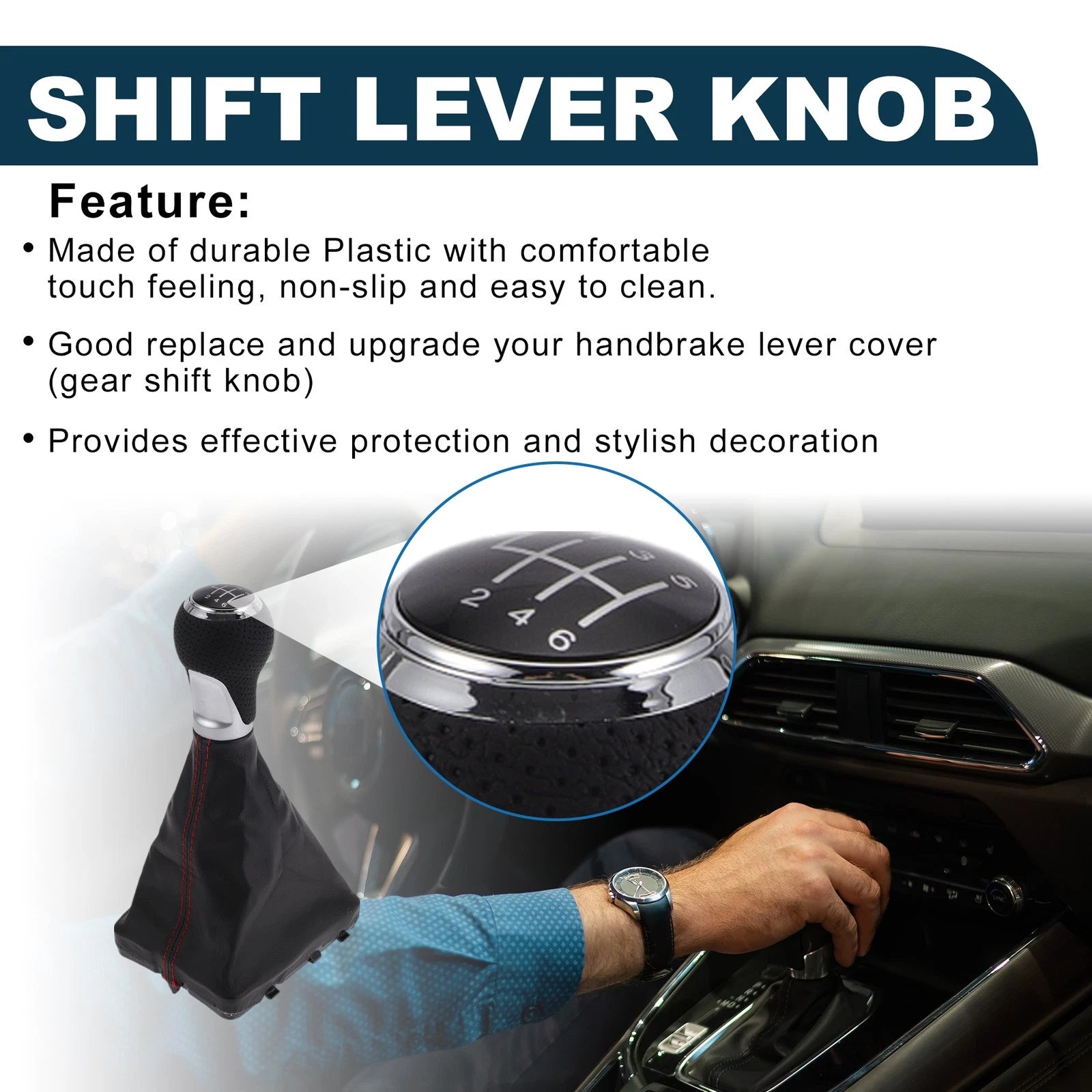 6 Speed Gear Shifter Knob with Cover Replacement for Audi A6 (2005–2011)