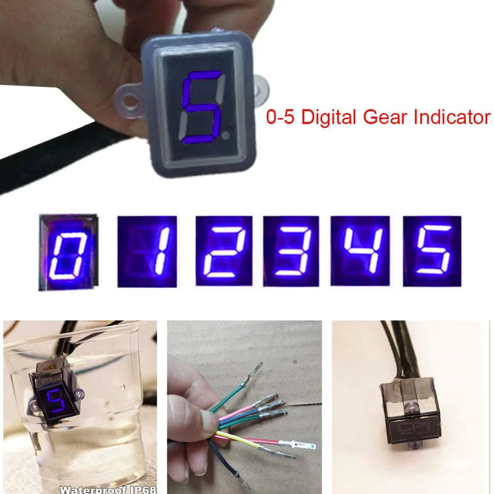 Blue LED Digital Gear Indicator for Motorcycle (0-5 Level)