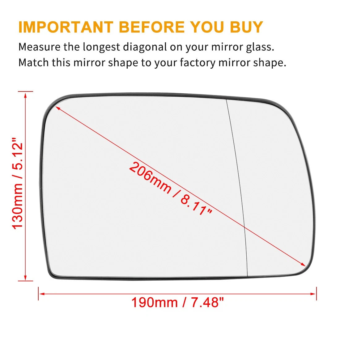 Right Side Rearview Mirror Glass Heated Replacement with Backing for BMW X5 (2000–2006)