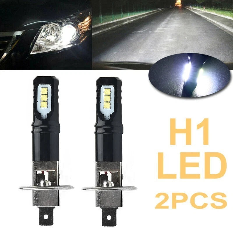 2X H1 6000K 6000LM DRL LED Headlight Bulb Kit for