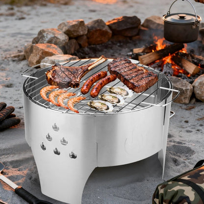 Portable Stainless Steel Charcoal Stove and Campfire Grill Set