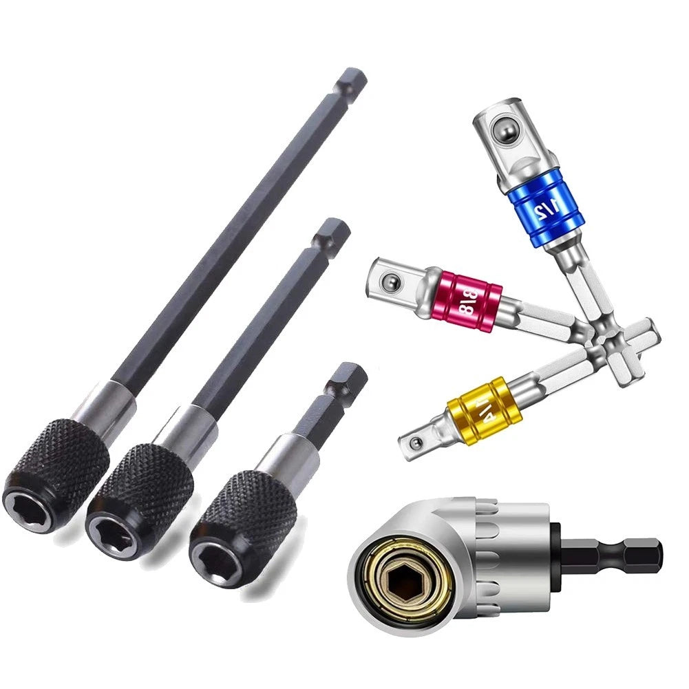 Hex Drive Adapter Rod Kit 1/2 3/8 1/4 Square for Use with Various Bit Sizes