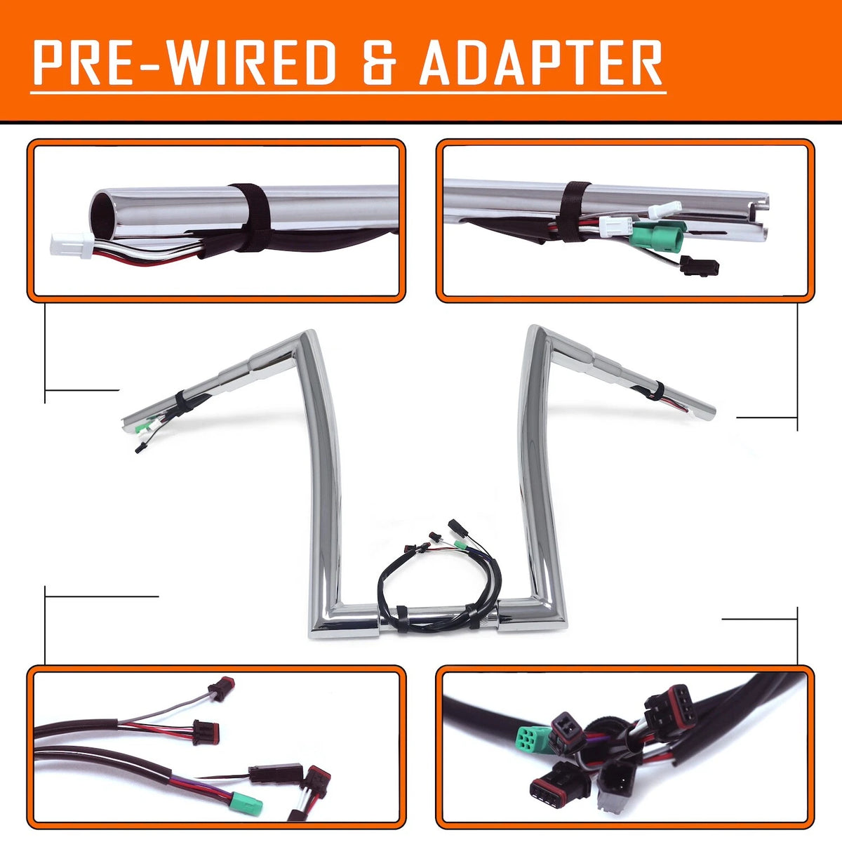 12" Prewired Pre-Drilled Ape Hanger Handlebar for Harley Road King (2014–2015)