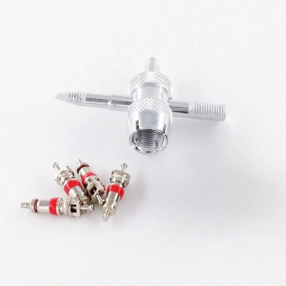 Tire Valve Core Tool Set for Car Motorcycle (Nickel Plated, Rust Resistant)