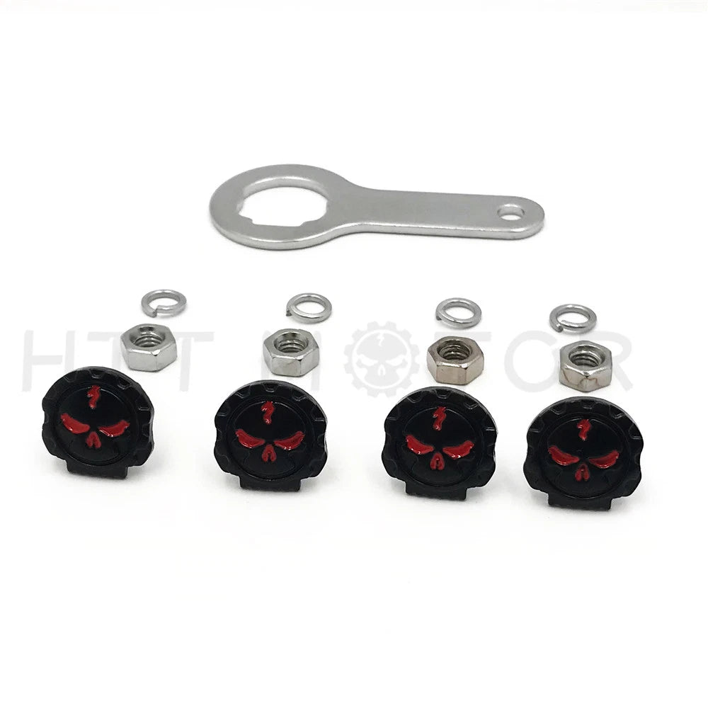 Gear Skull License Plate Mount Hardware for Universal Vehicles (1/4")