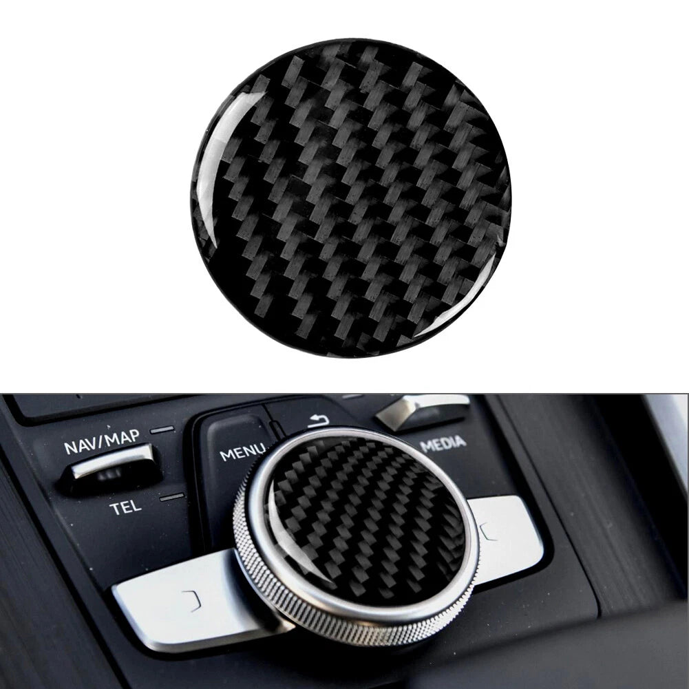 Carbon Black Central Control Switch Button Cover Trim for Audi A4 B9 (2017–2019)