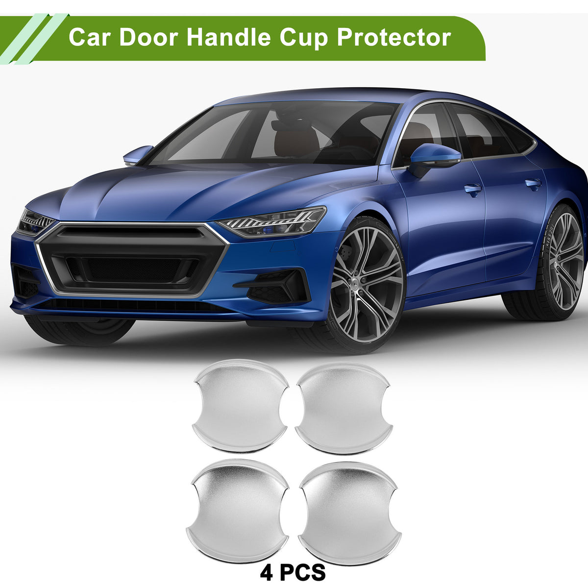 Door Handle Cup Protector for Honda Civic 8th Chrome Silver 4 Piece Kit (2016–2021)