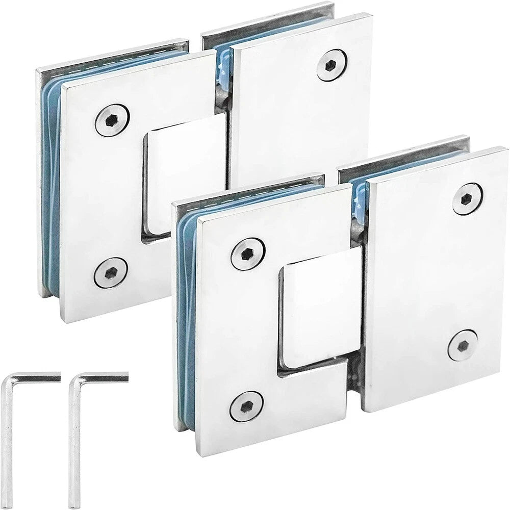 2X 180° Stainless Steel Shower Screen Hinges for Frameless Doors