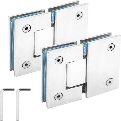 2X 180° Stainless Steel Shower Screen Hinges for Frameless Doors