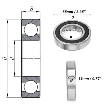 6209DDU Deep Groove Ball Bearing for Scooter Skateboard Wheel (P0)