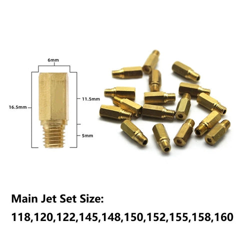 10pcs Carb Main Jet for PWK PE OKO KOSO (118/120/122/145/148/150/152/155/158/160)