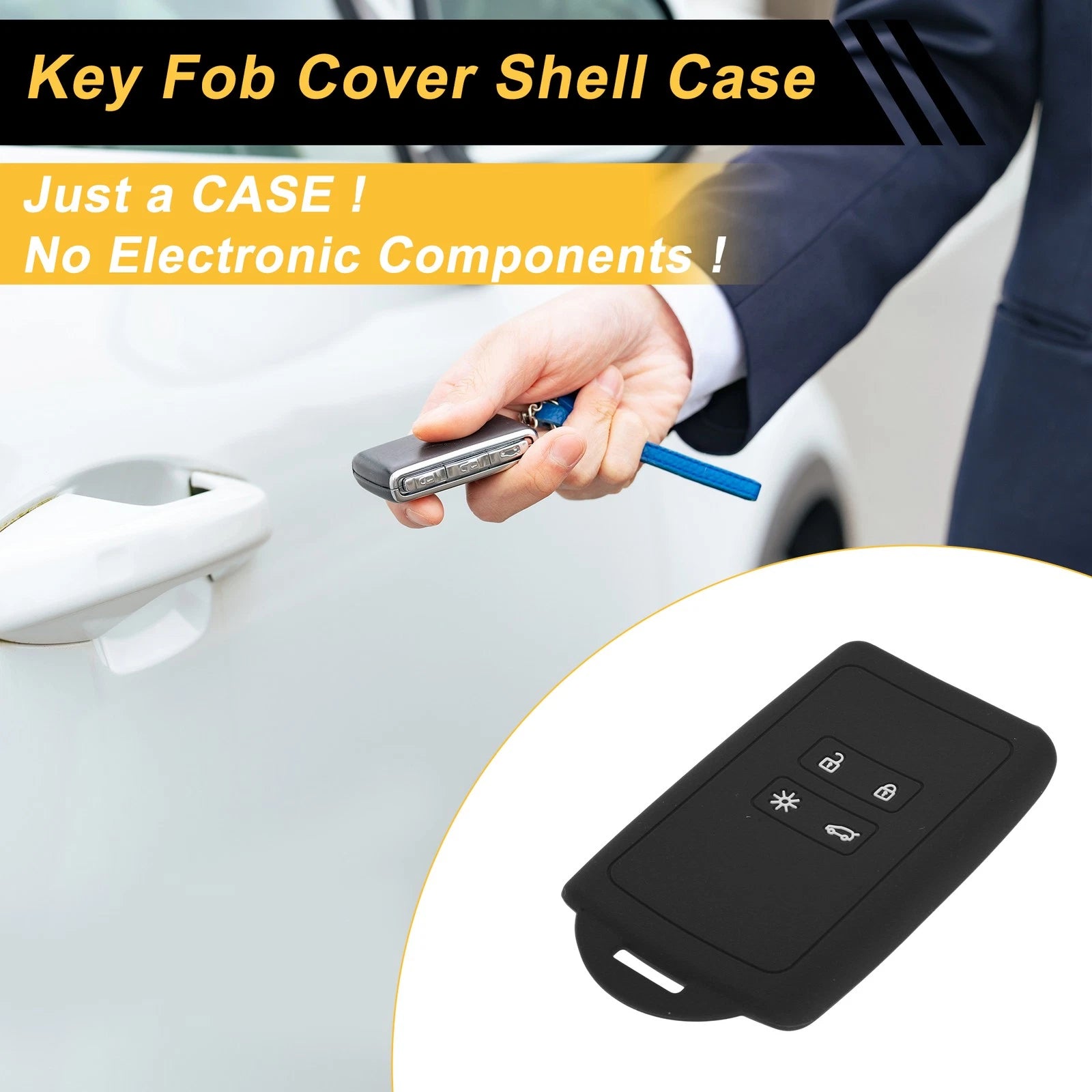 Black TPU Car Key Case for Renault Clio (2012–2019)