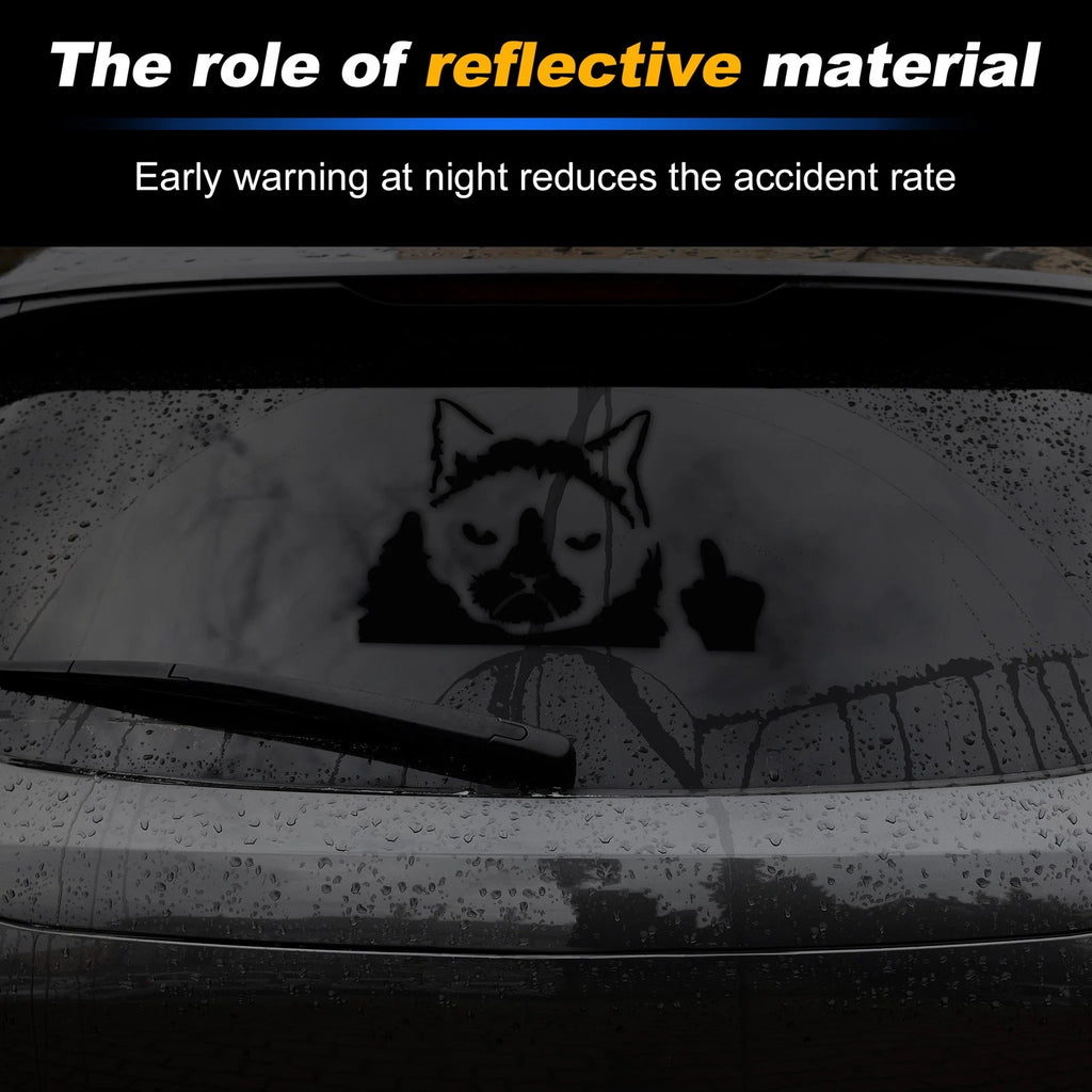 Reflective Bumper Decal for - Black Unhappy Cat