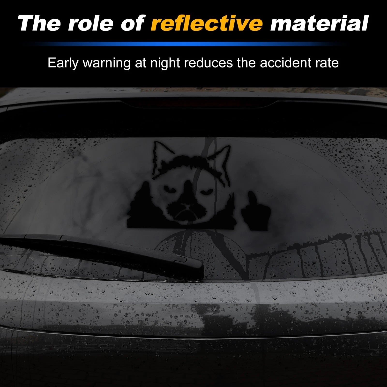 Reflective Bumper Decal for - Black Unhappy Cat