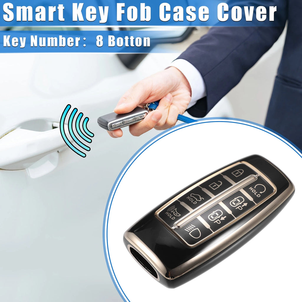 8 Button Key Fob Cover TPU Replacement for Hyundai Black (2007–2022)