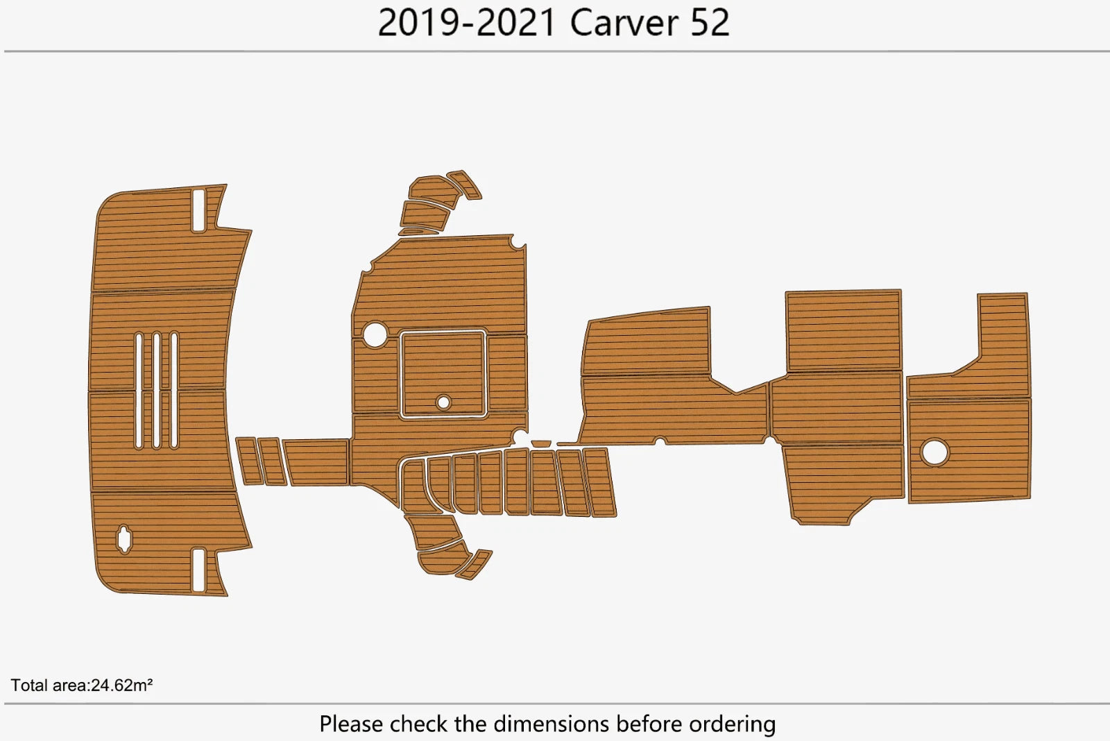 EVA Foam Pads for Carver 52 Swim Platform Cockpit (2020) - Faux Teak Deck Flooring