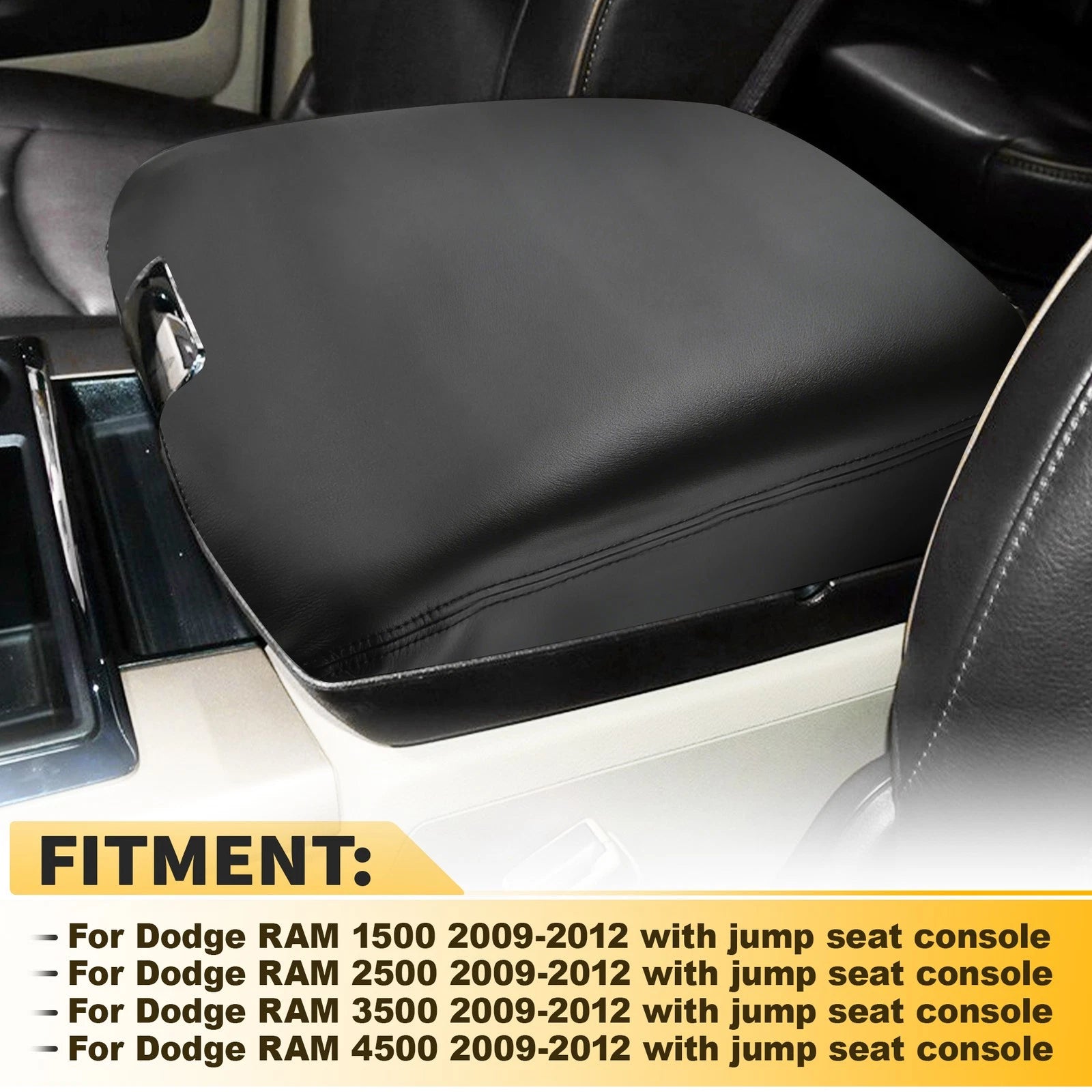 Console Lid Armrest Leather Cover for Dodge Ram 1500 2500 3500 (2009–2012)