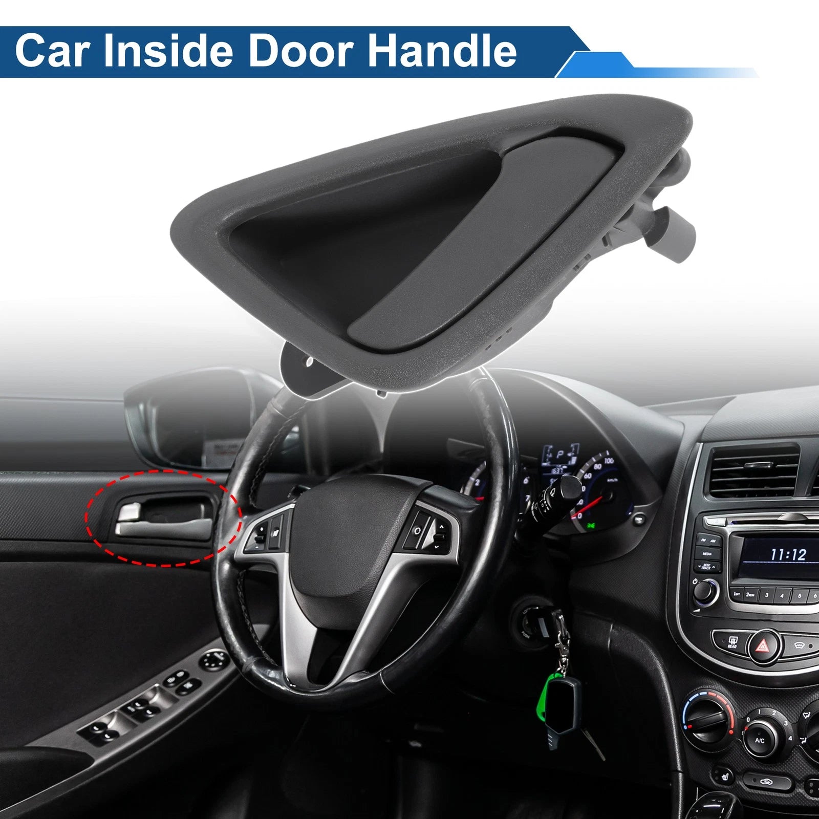 Front Driver Side Interior Door Handle for Chevrolet Sail (2010–2014) Gray
