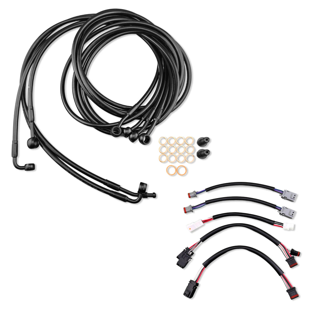 12" Black Extended Stainless Brake Line for Harley Touring (2017–2020)