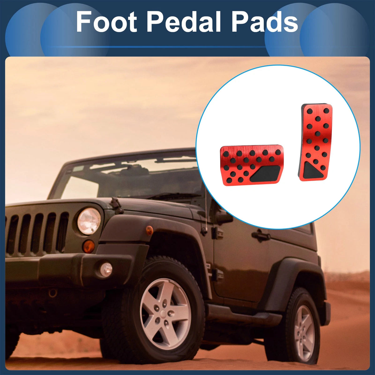Set of 2 Automatic Foot Accelerator Pedal Covers for Jeep Wrangler (2018–2024) Red