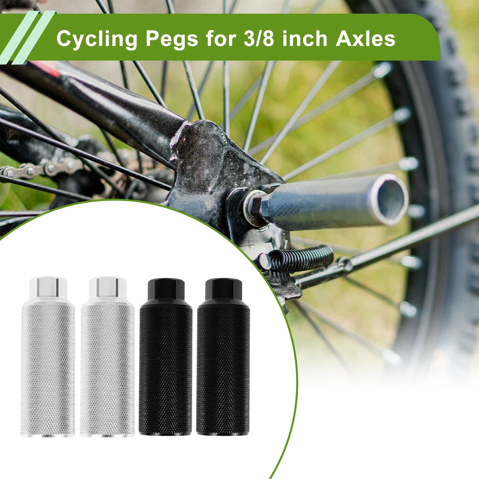 Bike Pegs 110mm Replacement Set for Black Silver Color (Qty 4)