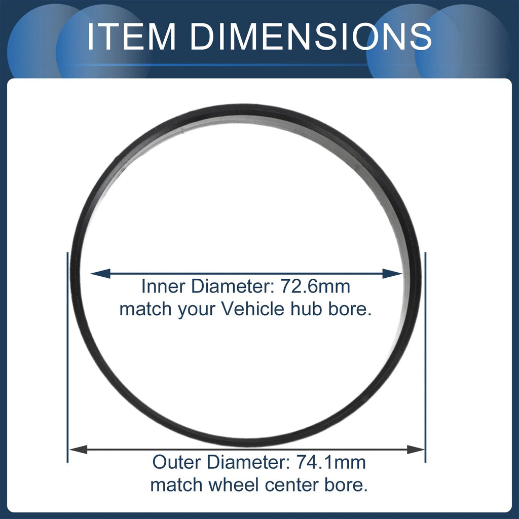 Set of 4 Hub Centric Rings 72.6mm ID 74.1mm OD for Car Wheel