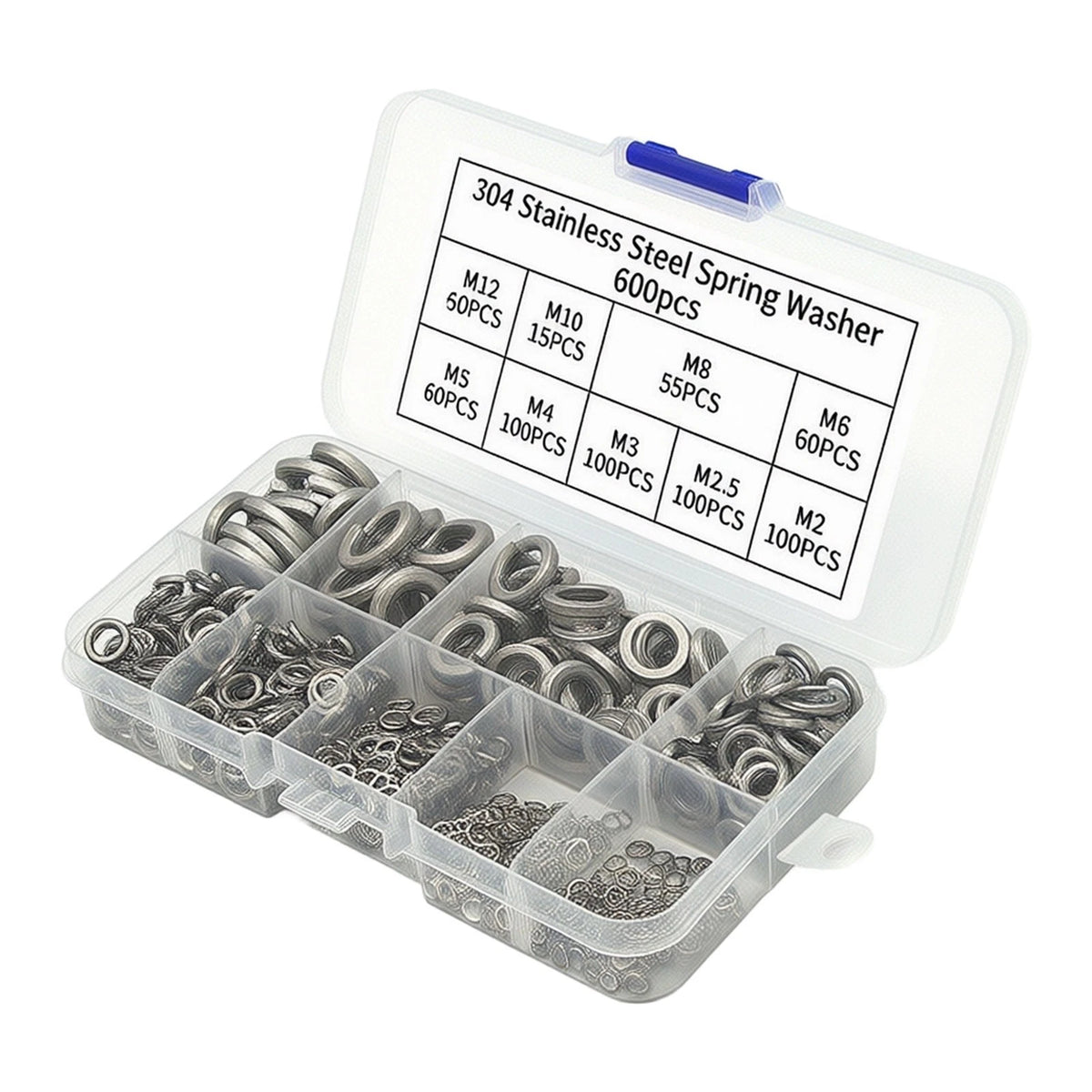 600 Pcs Spring Lock Washers for General Engineering Tasks