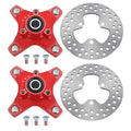 2 Front Red Wheel Hub & Brake Disc for Honda TRX250X (2009–2020), TRX400X (2009, 2012–2014)