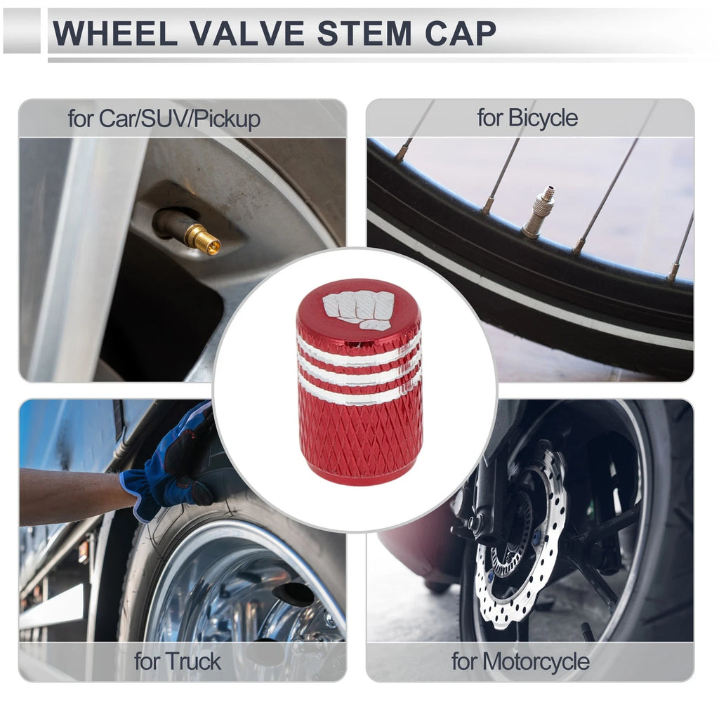 Tire Valve Stem Caps Replacement Dust Covers Red for Car Motorbike Bicycle (4 Pcs)