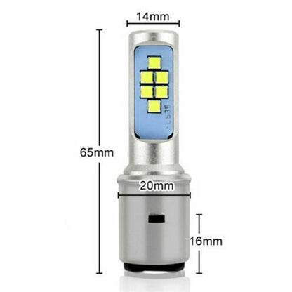 2X BA20D 12V LED Headlight Bulb for Motorcycle (Hi/Low Beam)