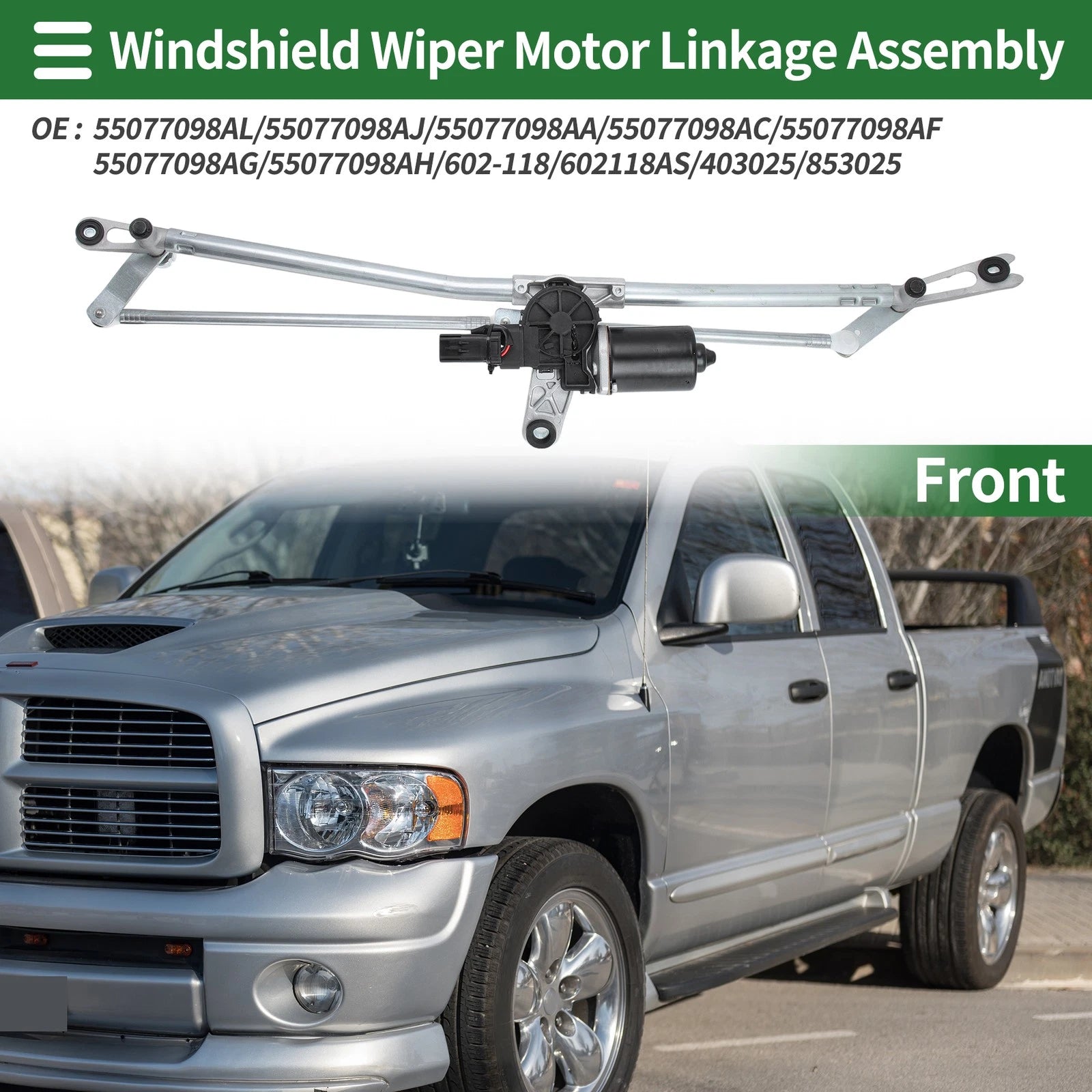 Front Windshield Wiper Motor Linkage Assembly for Dodge Ram 1500 (2011–2018)