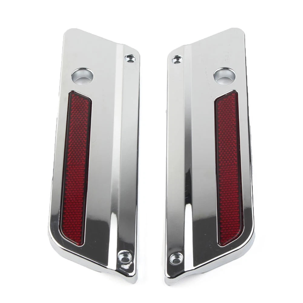 Saddlebag Latch Plate Cover w/Red Reflectors Fit Harley Touring 1993-13 Chrome