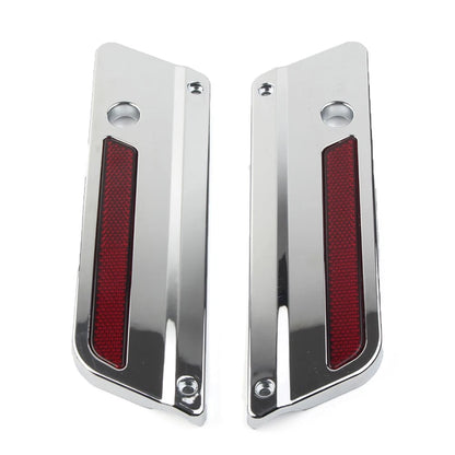 Saddlebag Latch Plate Cover w/Red Reflectors Fit Harley Touring 1993-13 Chrome