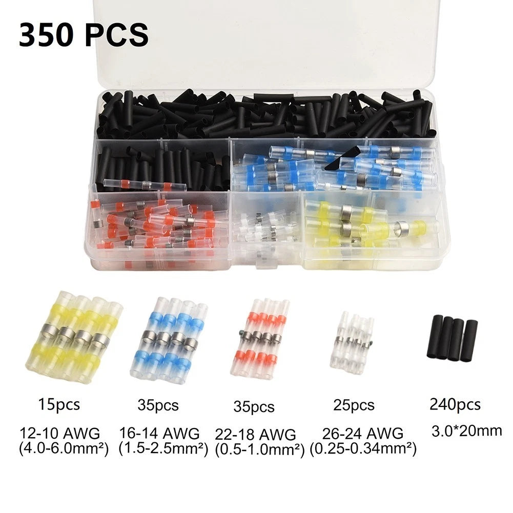350PCS Waterproof Heat Shrink Solder Butt Wire Connector Kit