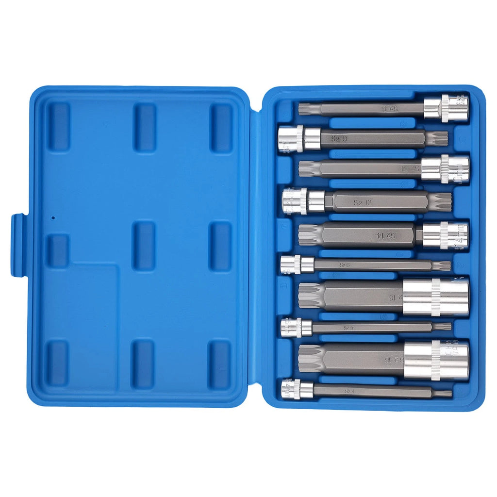 10pc Spline Tip Bit Socket Set M4 M18 S2 Alloy 4" for Automotive Use