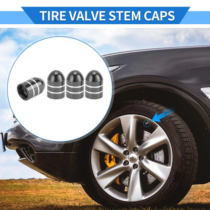 Tire Valve Stem Caps Replacement for Car SUV Bike RV 4 Pcs (17mm–11mm)